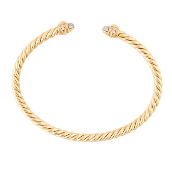 DAVID YURMAN 18K 750 YELLOW GOLD DIAMOND SPIRA CABLE CUFF BRACELET - Picture 8 of 10